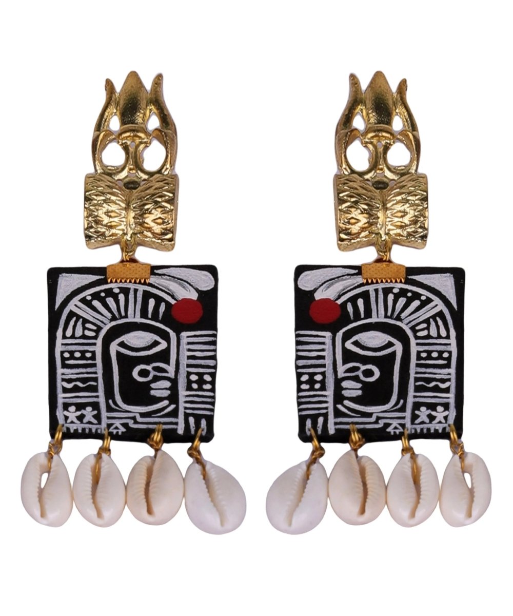 Adishakti Traditional Multi Color Hand Painted Drop (Earrings) HP - ER - 007 - KHOJ.CITY