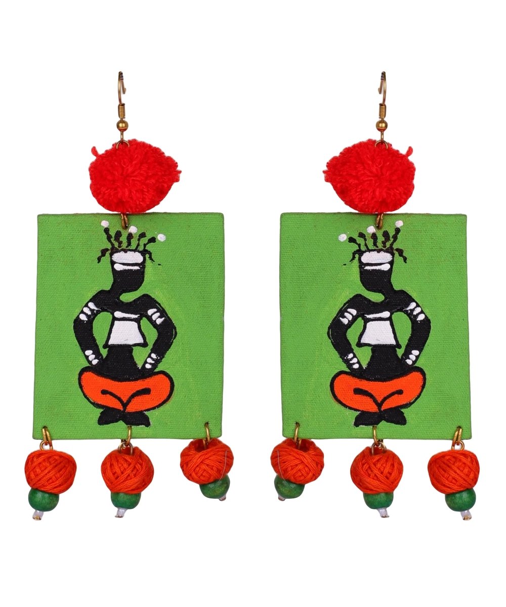 Akina Momma Modern Multi Color Hand Painted Drop (Earrings) HP - ER - 008 - KHOJ.CITY