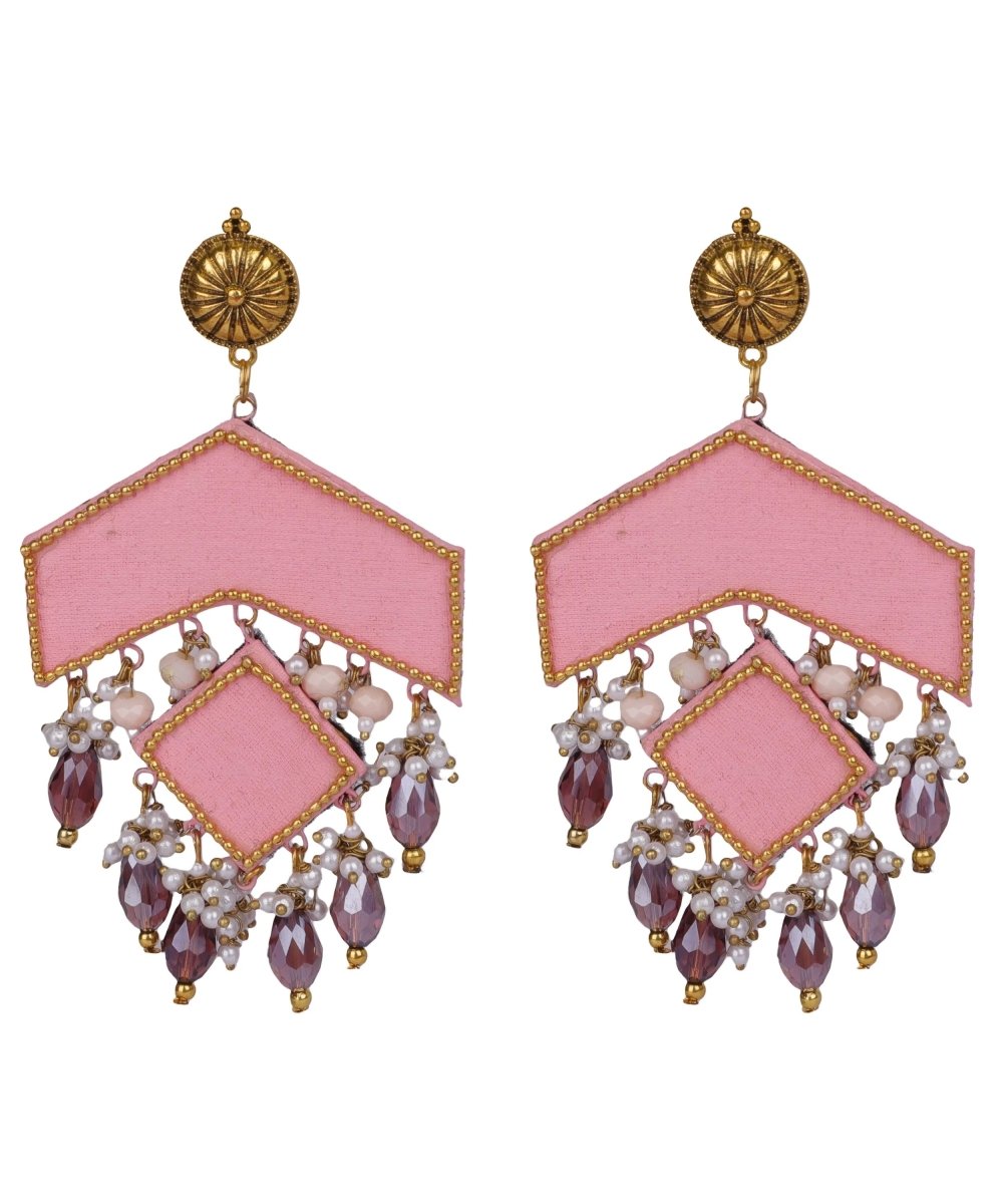 Amant Bohemian Pink Hand Painted Drop (Earrings) HP - ER - 011 - KHOJ.CITY