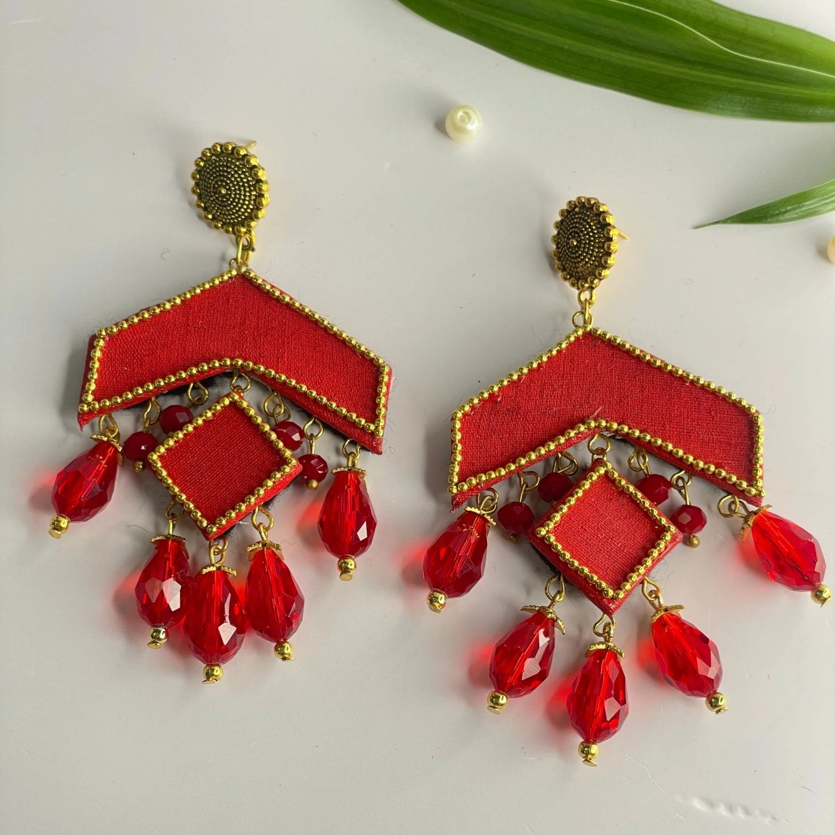 Amant Bohemian Red Handmade Drop (Earrings) HP - ER - KHOJ.CITY