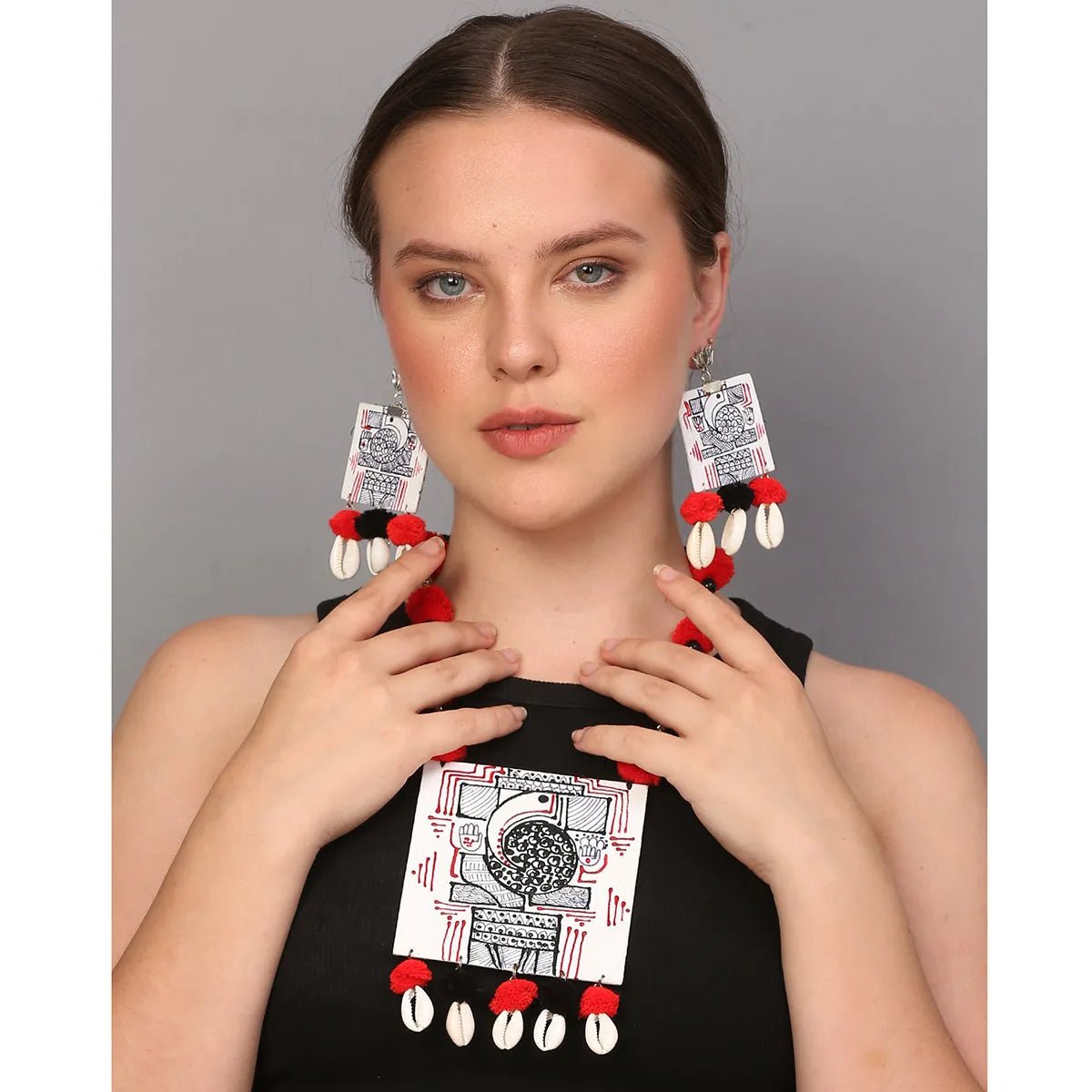 Ambikeya Mumbai Cha Ganesha Traditional Multi Color Handmade (Necklace set) HP - NP - KHOJ.CITY