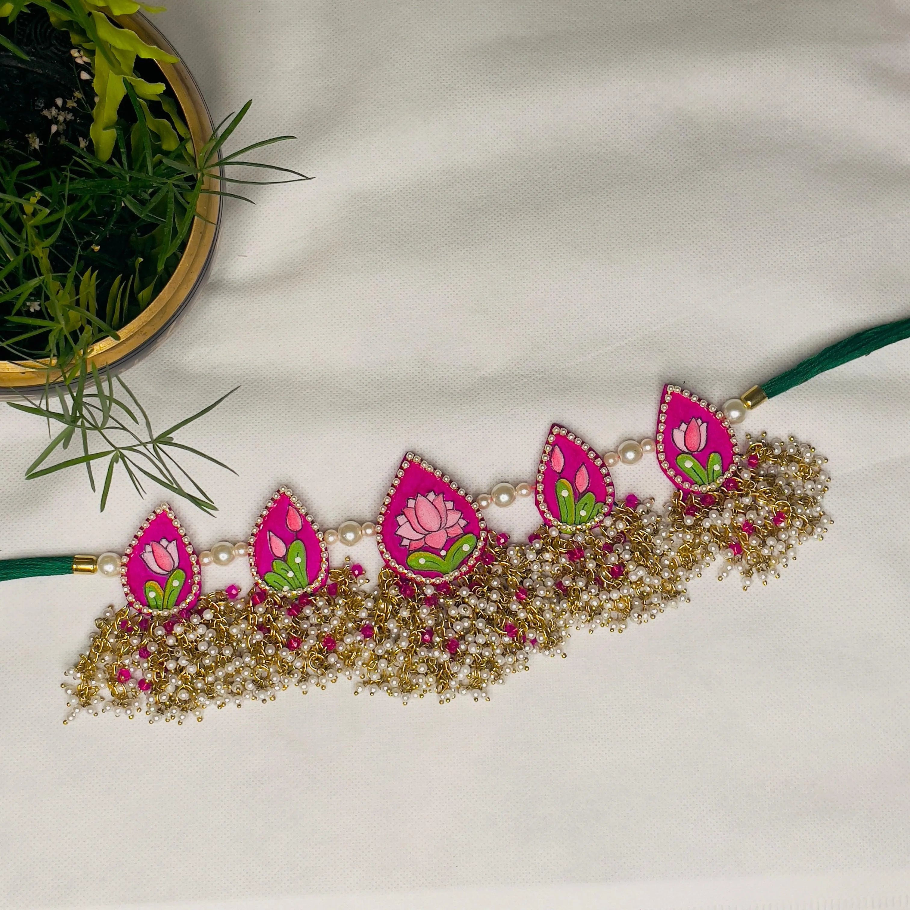 Amelia Classic Dark Pink Hand Painted (Choker) HP-NP-006 - KHOJ.CITY