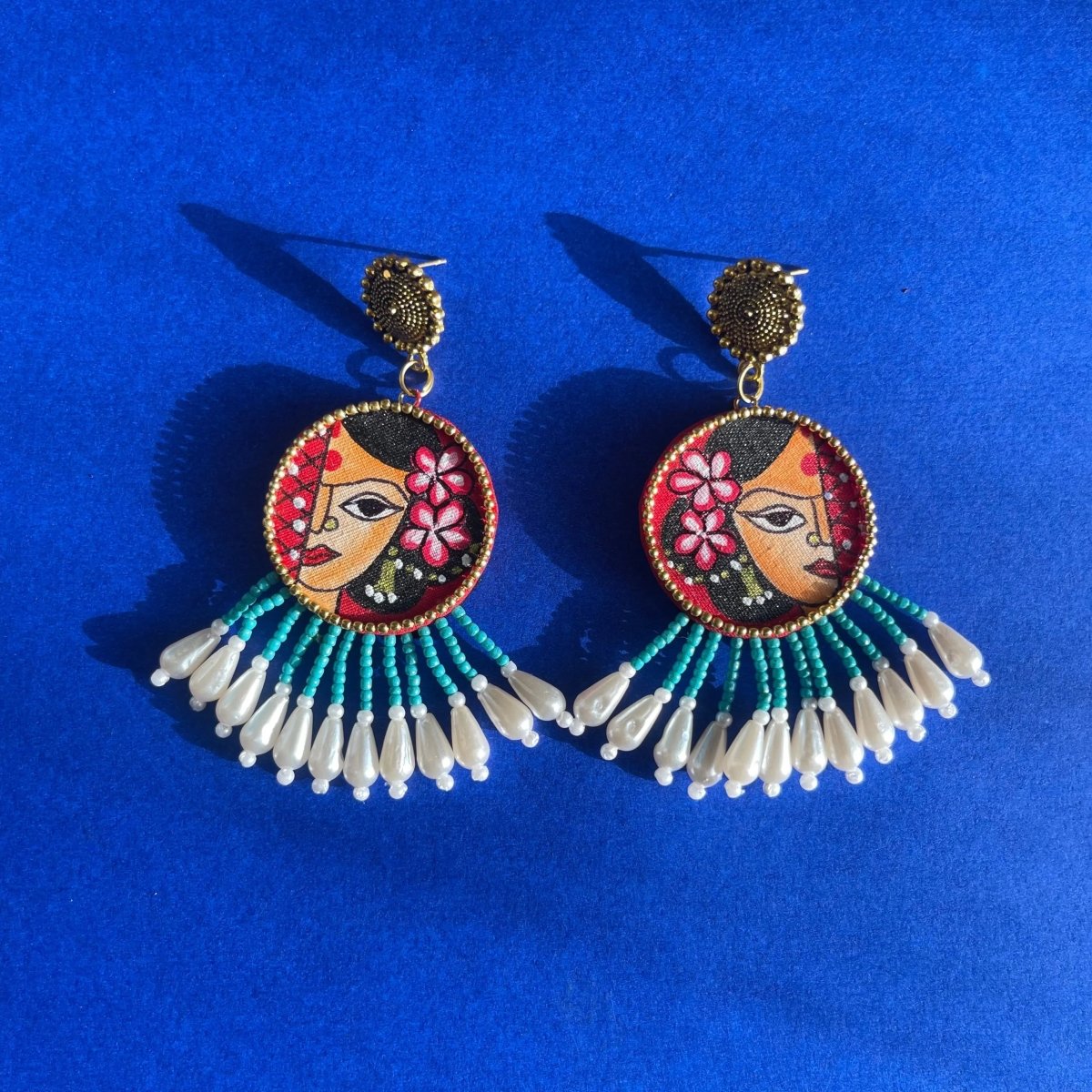 Amyah Traditional Red Handmade Drop (Earrings) HP - ER - KHOJ.CITY