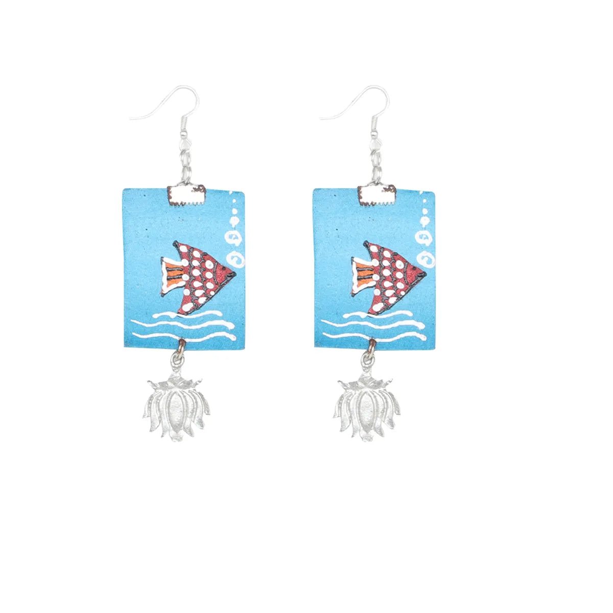 Aquarist Traditional Multi Color Hand Painted Drop (Earrings) HP - ER - 016 - KHOJ.CITY