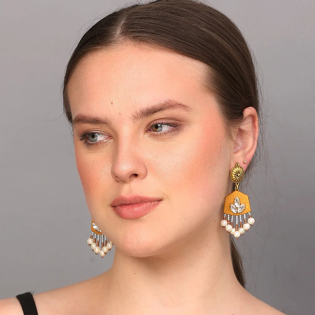 Aviva Bohemian Golden Handmade Drop (Earrings) HP - ER - KHOJ.CITY