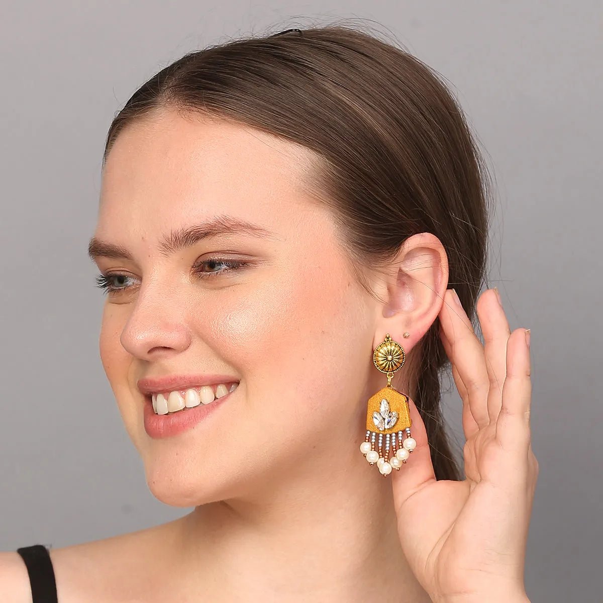 Aviva Bohemian Golden Handmade Drop (Earrings) HP - ER - KHOJ.CITY
