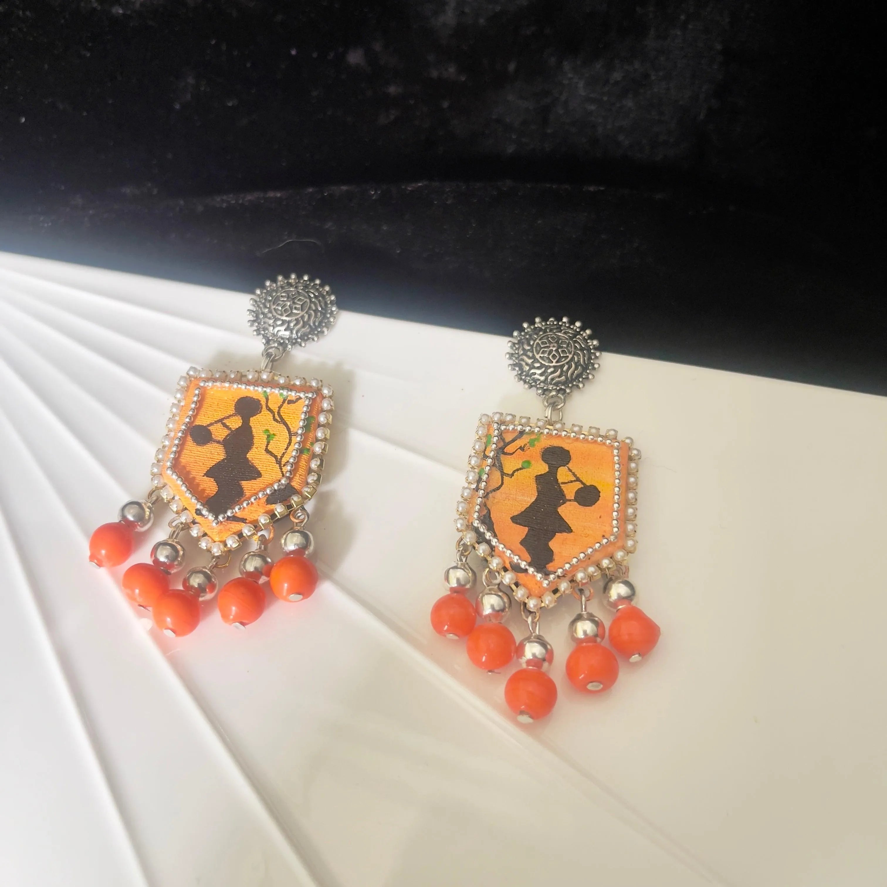 Bali Modern Multi Color Hand Painted Drop (Earrings) HP-ER-018 - KHOJ.CITY