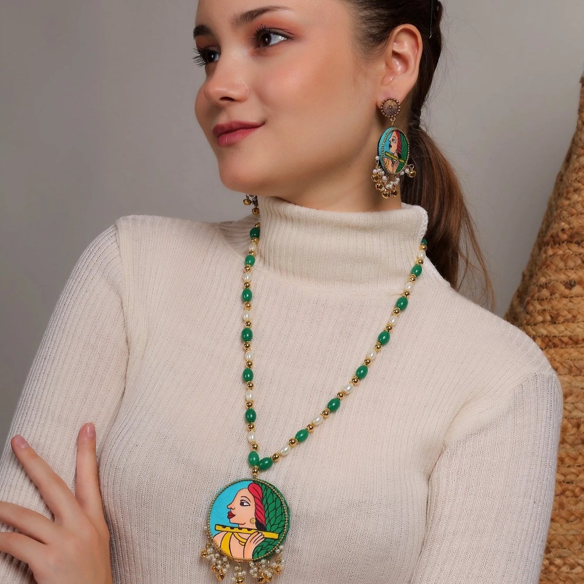 Bansy Classic Multi Color Hand Painted (Necklace Set) HP - NP - 178 - KHOJ.CITY