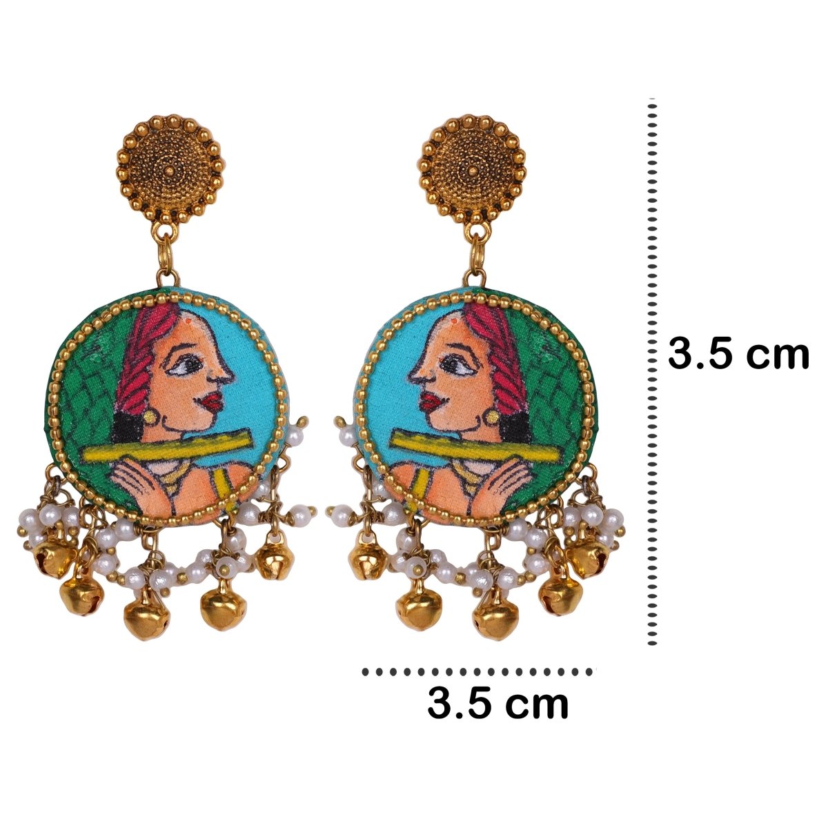 Bansy Traditional Teal Blue Hand Painted Drop (Earrings) HP - ER - 019 - KHOJ.CITY