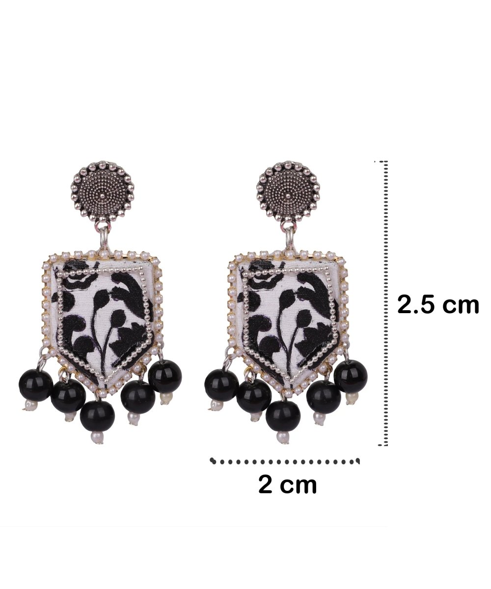 Black Leaves Traditional Multi Color Hand Painted Drop (Earrings) HP - ER - 021 - KHOJ.CITY