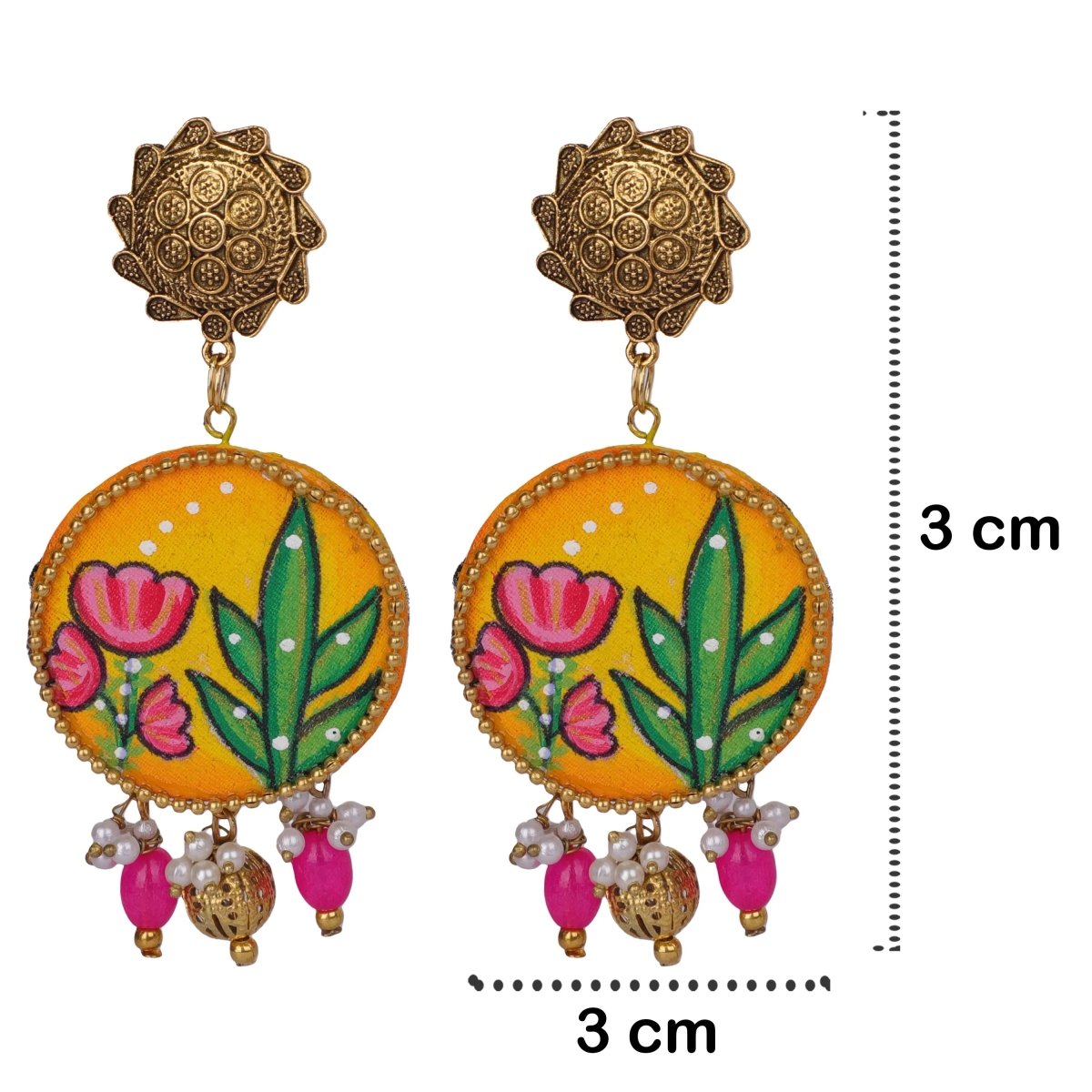 Blooming Bud Traditional Multi Color Hand Painted Drop (Earrings) HP - ER - 023 - KHOJ.CITY