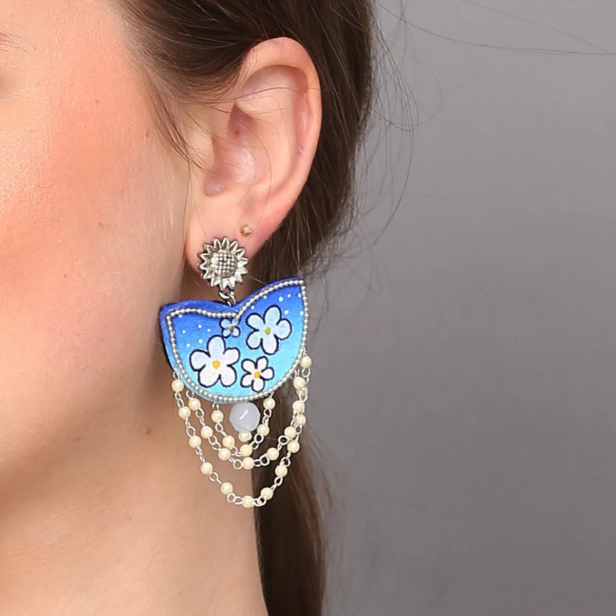 Blossom Traditional Multi Color Hand Painted Drop (Earrings) HP - ER - 024 - KHOJ.CITY
