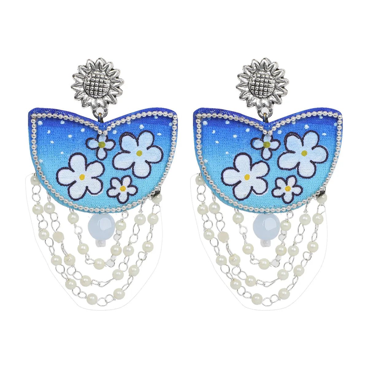 Blossom Traditional Multi Color Hand Painted Drop (Earrings) HP - ER - 024 - KHOJ.CITY