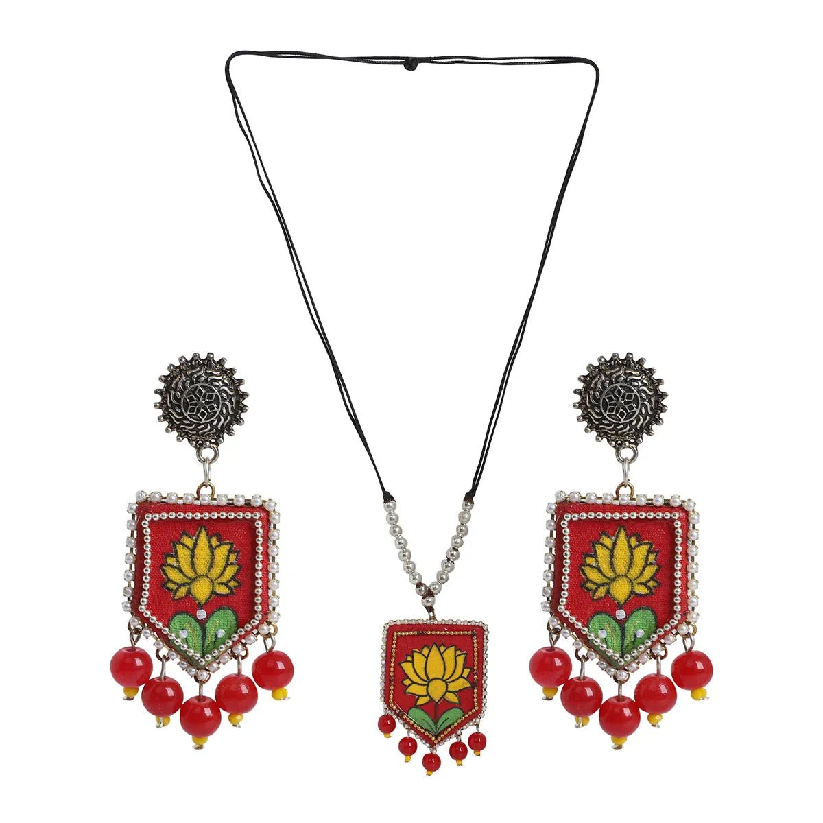 Braze Bohemian Red Handmade (Necklace set ) HM - NP - KHOJ.CITY
