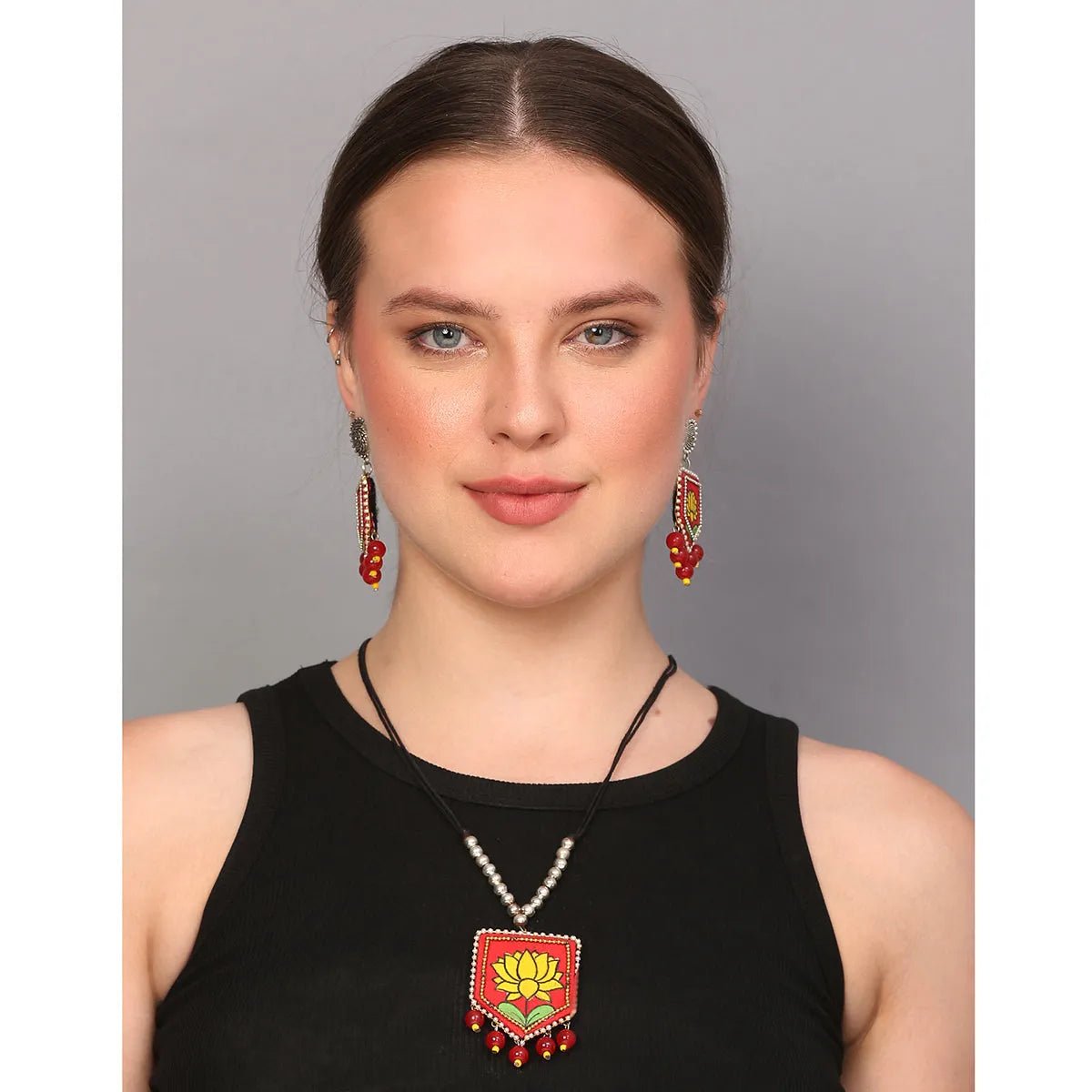 Braze Bohemian Red Handmade (Necklace set ) HM - NP - KHOJ.CITY