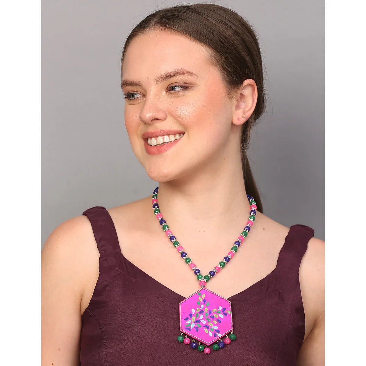 Butterfly Bohemian Pink Handmade (Necklace) HM - NP - KHOJ.CITY