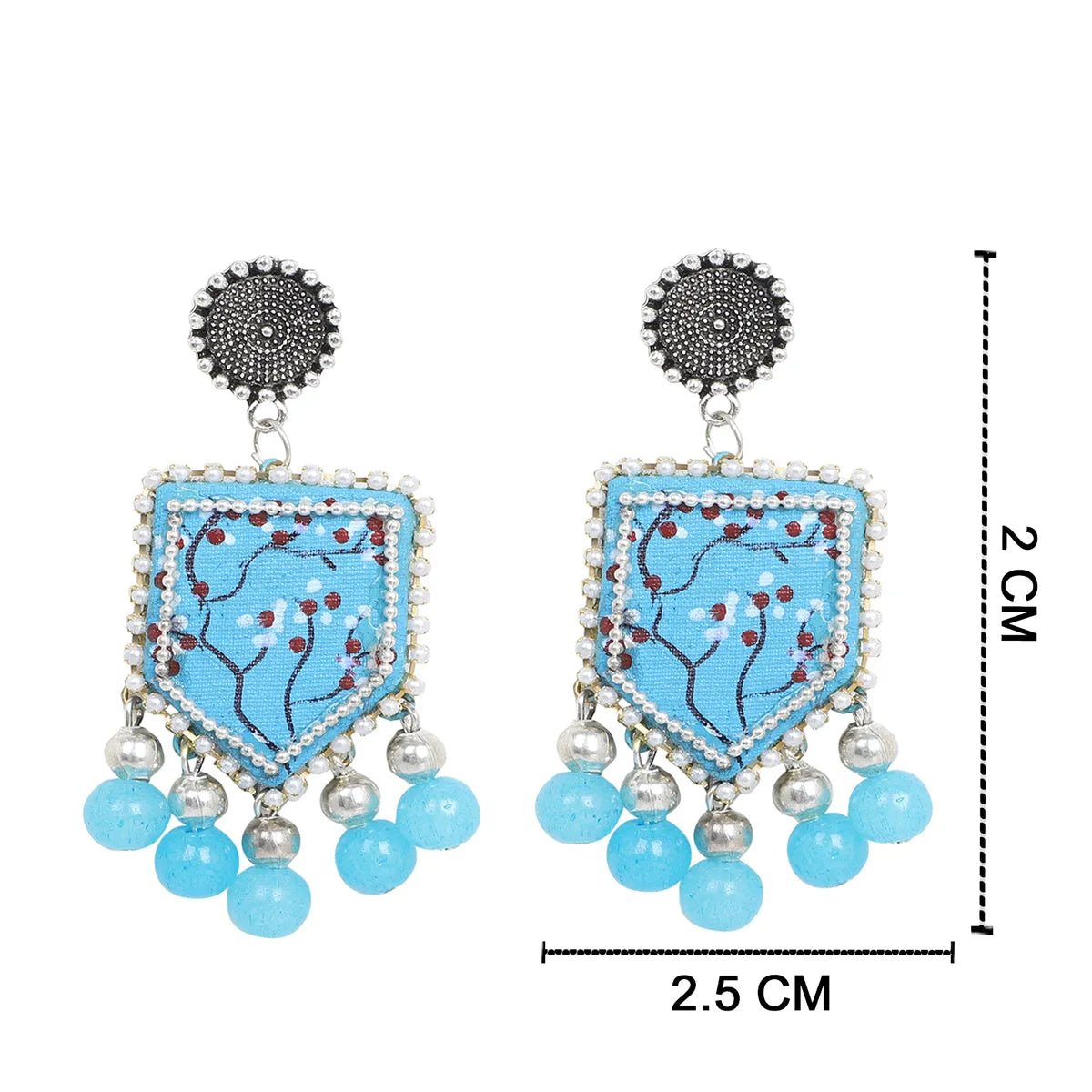 Cassia Traditional Multi Color Hand Painted Drop (Earrings) HP - ER - 037 - KHOJ.CITY