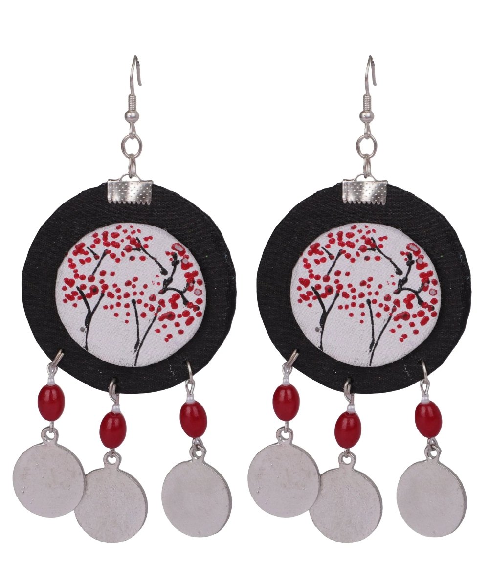 Cerise Sakura Traditional Multi Color Hand Painted Drop (Earrings) HP - ER - 038 - KHOJ.CITY