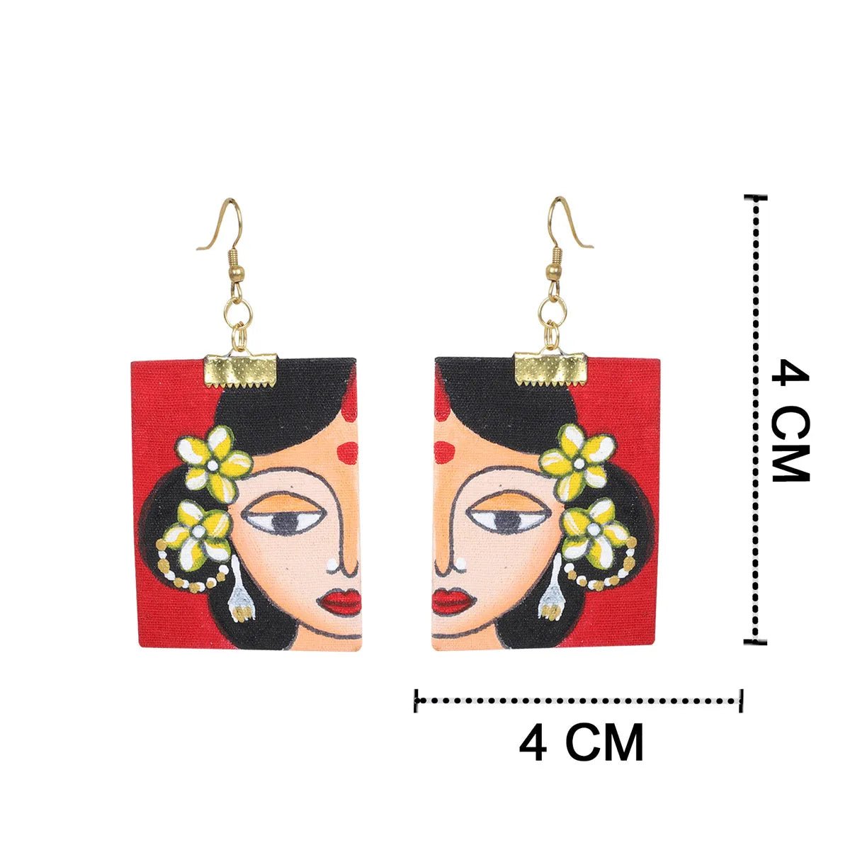 Champa Phool Traditional Multi Color Hand Painted Drop (Earrings) HP - ER - 039 - KHOJ.CITY