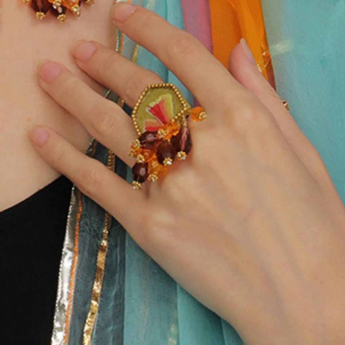 Cheerful Bloom Classic Gold Handmade (Ring) HP - RG - KHOJ.CITY