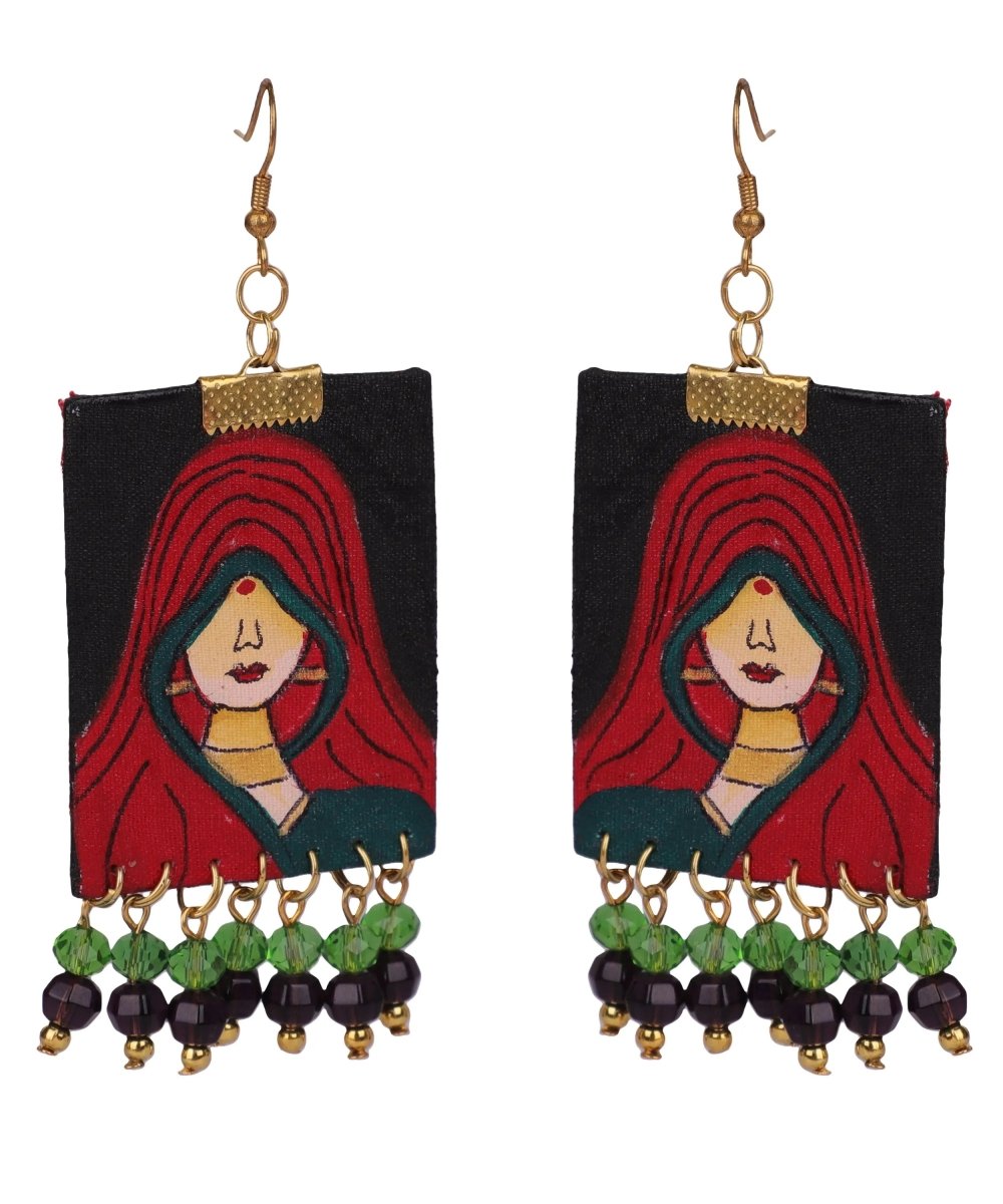 Classic Ghunghat Traditional Multi Color Hand Painted Drop (Earrings) HP - ER - 042 - KHOJ.CITY
