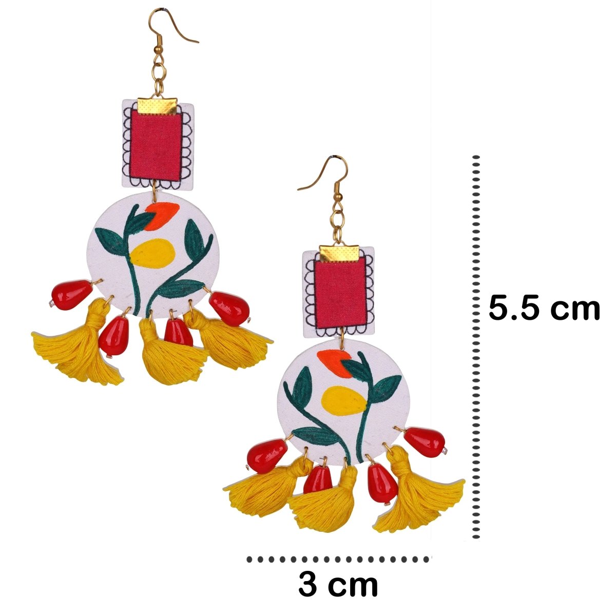 Clementine Field Traditional Multi Color Hand Painted Drop (Earrings) HP - ER - 043 - KHOJ.CITY