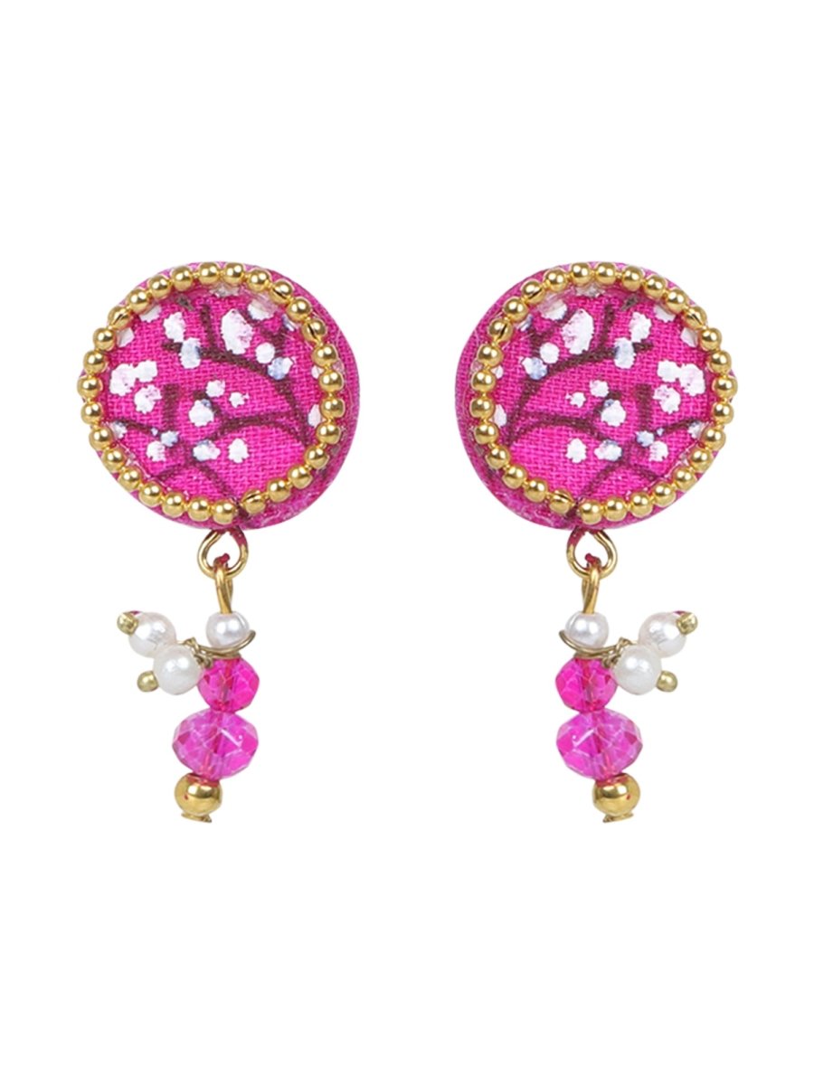 Coin Mini Classic Dark Pink Handmade Stud (Earrings) HP - ER - KHOJ.CITY