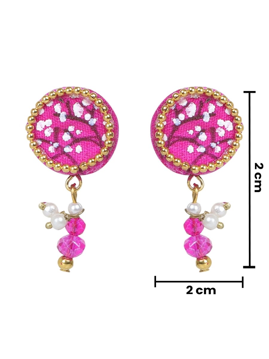 Coin Mini Classic Dark Pink Handmade Stud (Earrings) HP - ER - KHOJ.CITY