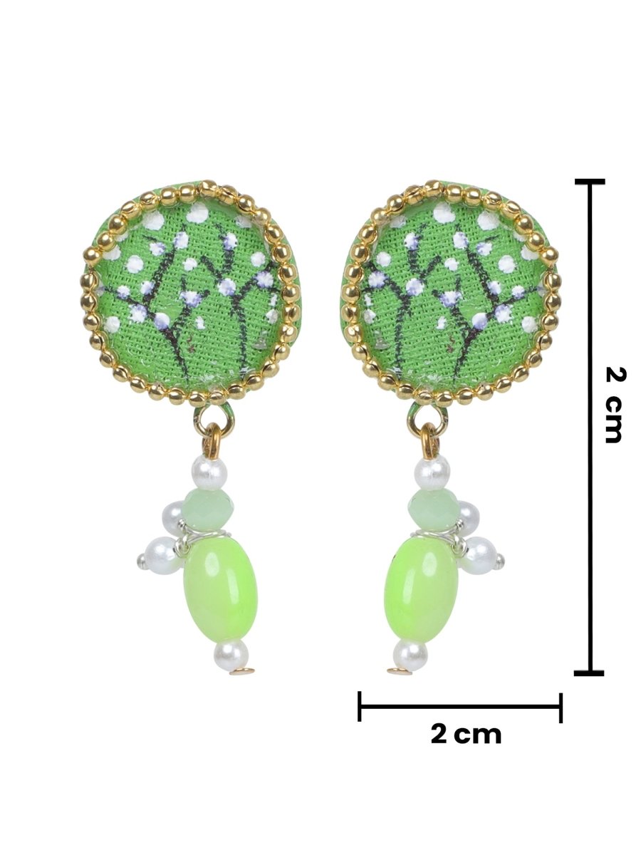 Coin Mini Classic Green Handmade Stud (Earrings) HP - ER - KHOJ.CITY