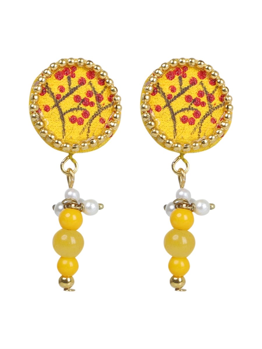Coin Mini Classic Haldi Yellow Handmade Stud (Earrings) HP - ER - KHOJ.CITY