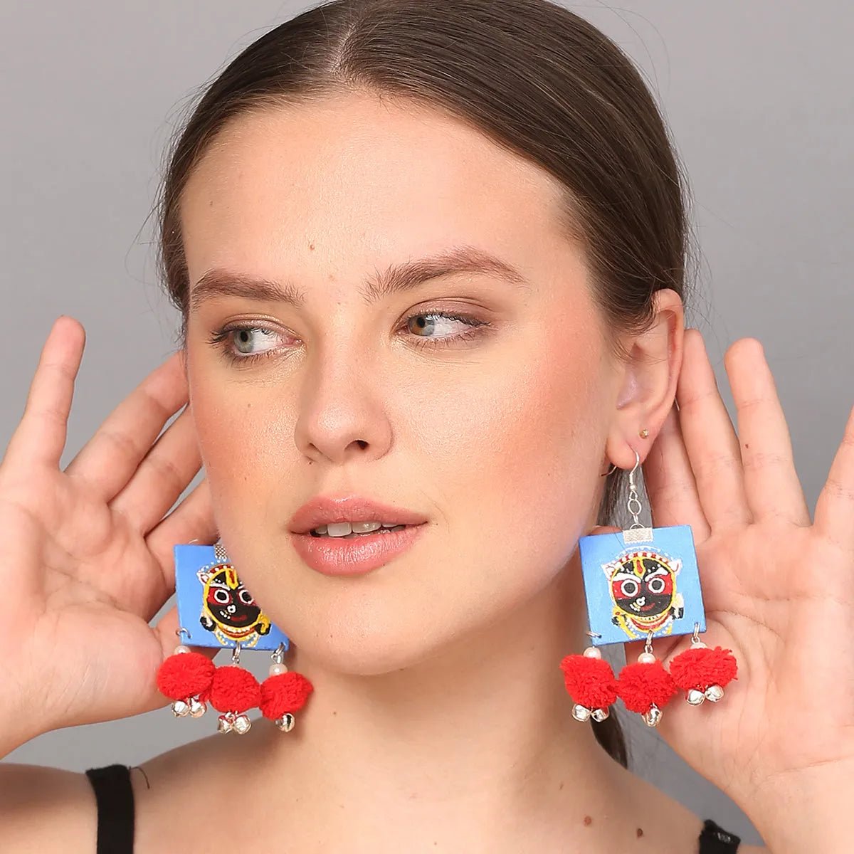 Damu Jagannath Traditional Multi Color Hand Painted Drop (Earrings) HP - ER - 163 - KHOJ.CITY