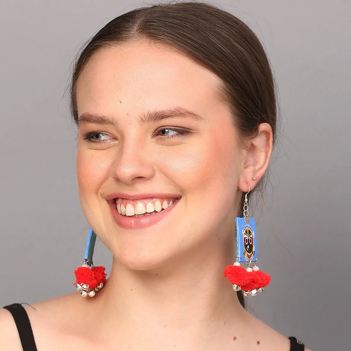 Damu Jagannath Traditional Multi Color Hand Painted Drop (Earrings) HP - ER - 163 - KHOJ.CITY