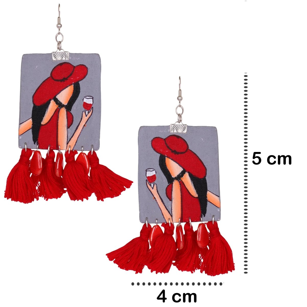 Danica Bohemian Multi Color Hand Painted Drop (Earrings) HP - ER - 045 - KHOJ.CITY
