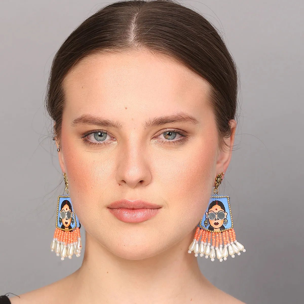 Darpan Bohemian Blue Handmade Jewellery Drop (Earrings) HP - ER - 046 - KHOJ.CITY