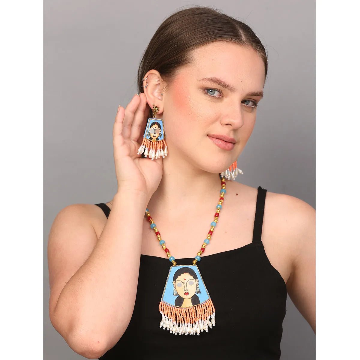 Darpan Bohemian Blue Handmade (Necklace set) HP - NP - KHOJ.CITY