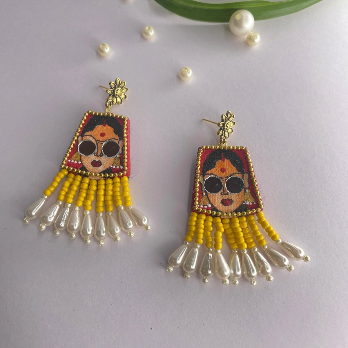 Darpan Bohemian Red Handmade Jewellery Drop (Earrings) HP - ER - KHOJ.CITY