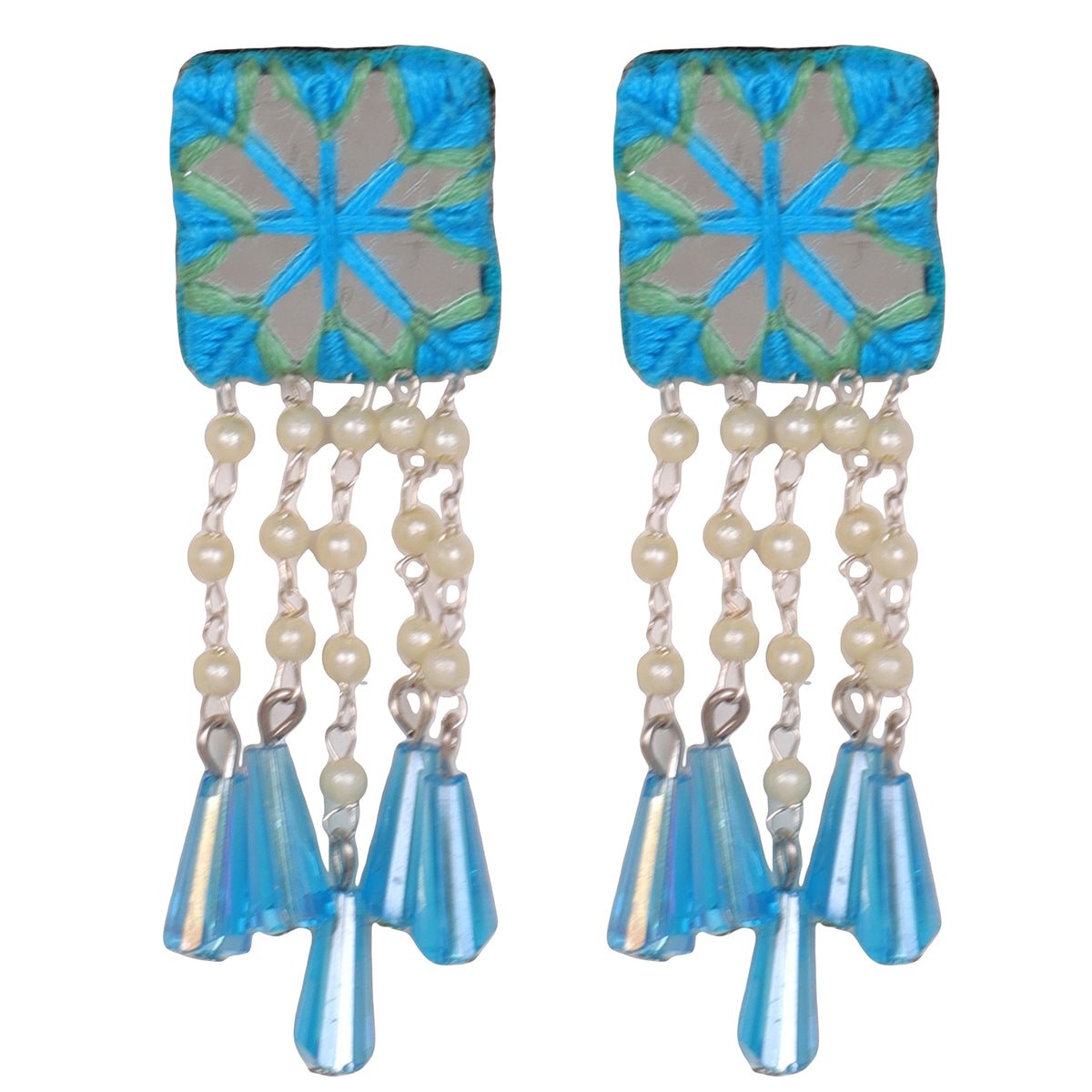 Denim Bloom Classic Multi Color Hand Painted (Earring) HP - ER - KHOJ.CITY