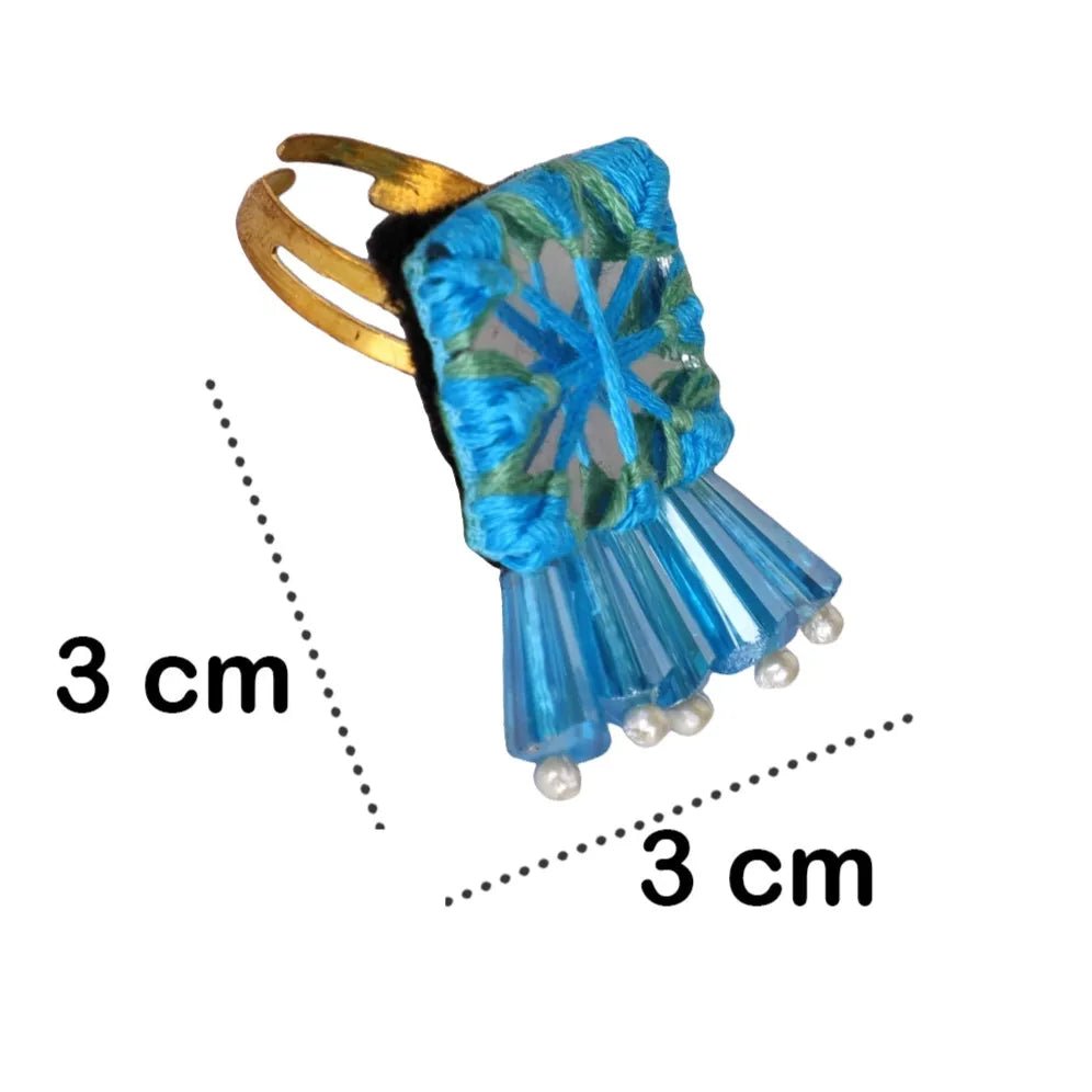 Denim Bloom Classic Multi Color Handmade (Ring) HM - RG - 004 - KHOJ.CITY