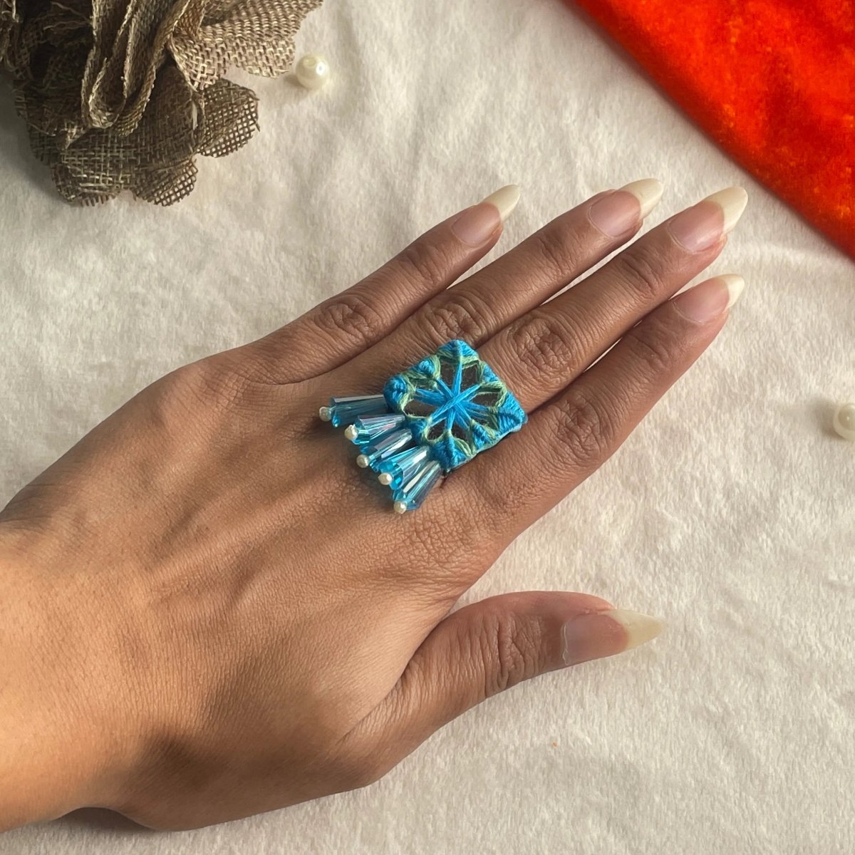 Denim Bloom Classic Multi Color Handmade (Ring) HM - RG - 004 - KHOJ.CITY