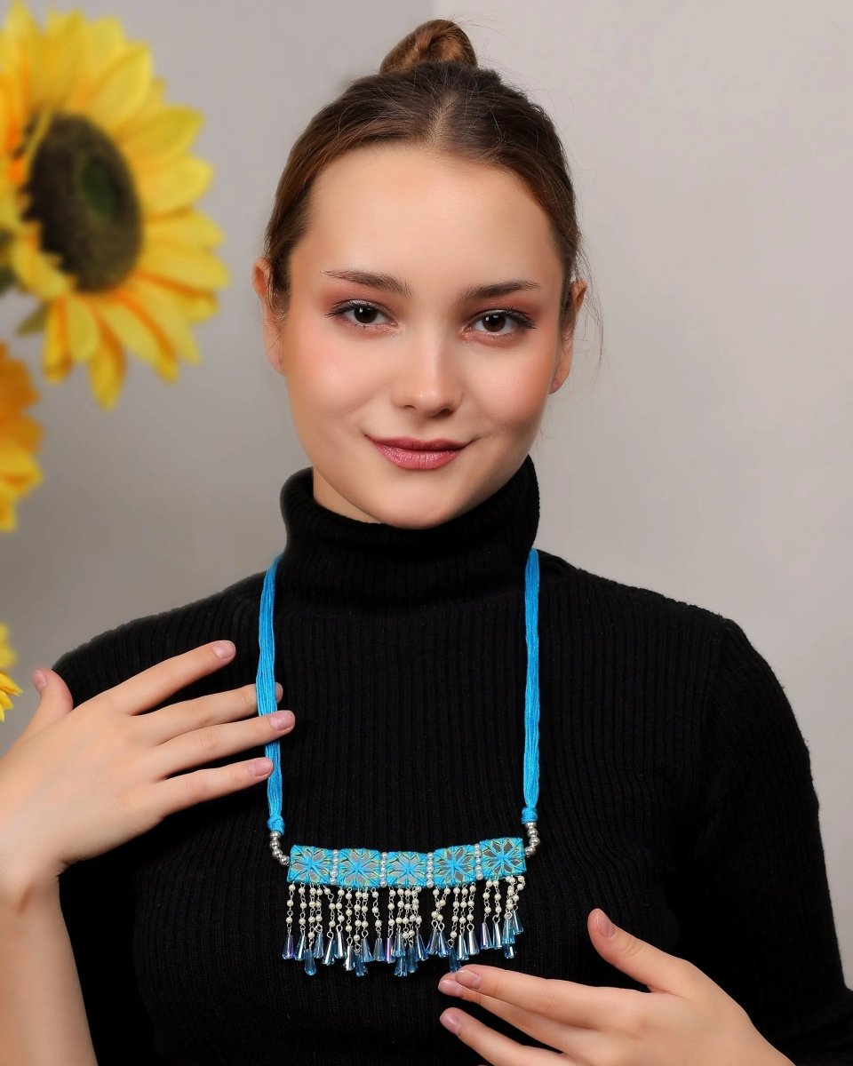 Denim Mirror Classic Multi Color Handmade (Choker) HM - NP - 004 - KHOJ.CITY