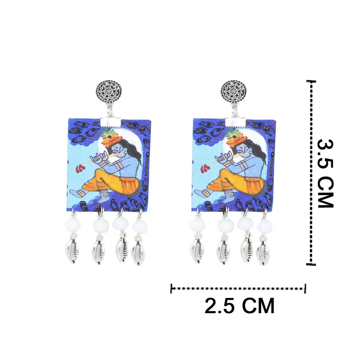 Devesh Brij Ke Kanha Traditional Multi Color Hand Painted Drop (Earrings) HP - ER - 027 - KHOJ.CITY