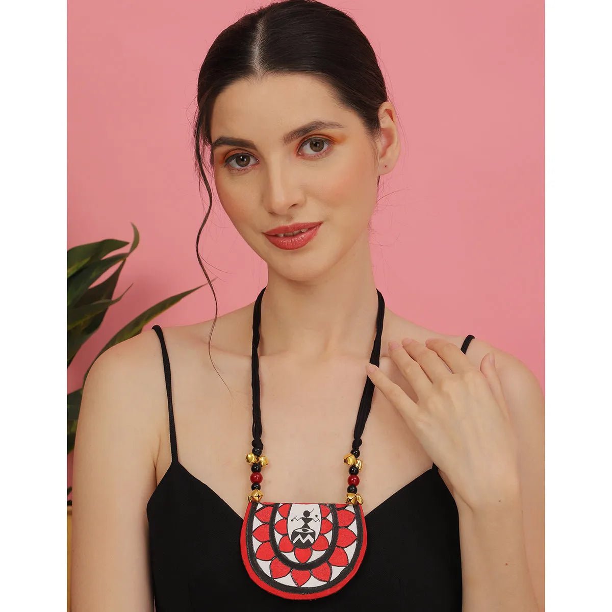 Dhaaki Red Classic Hand Painted (Necklace) HP - NP - KHOJ.CITY