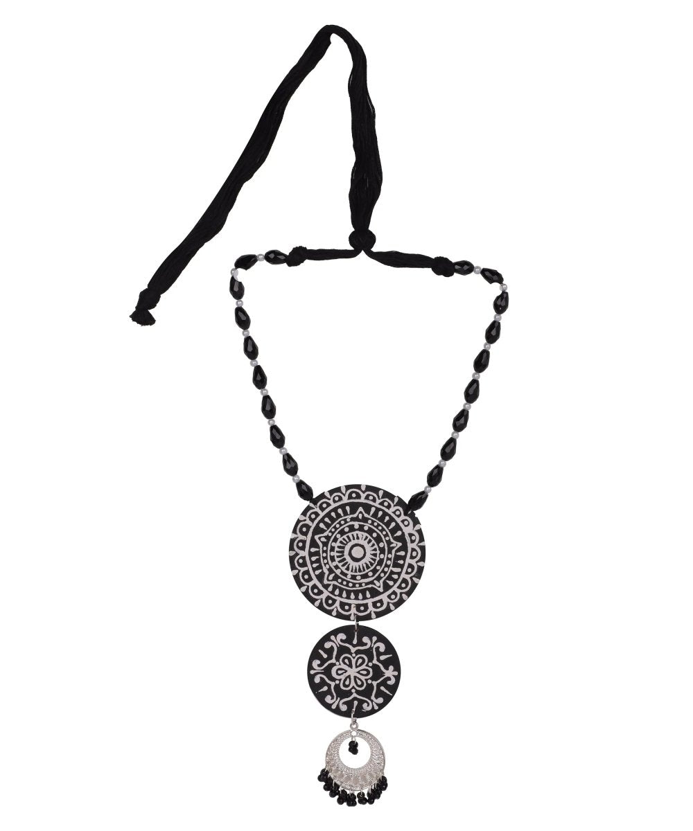 Dijul Black Hand Painted Drop (Necklace) HP - NP - 184 - KHOJ.CITY