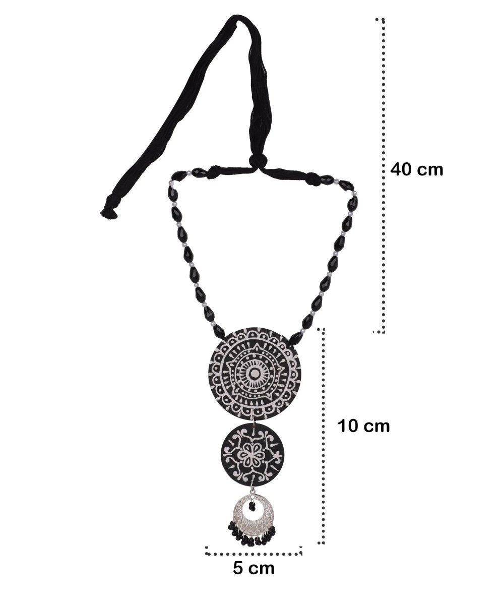 Dijul Black Hand Painted Drop (Necklace) HP - NP - 184 - KHOJ.CITY