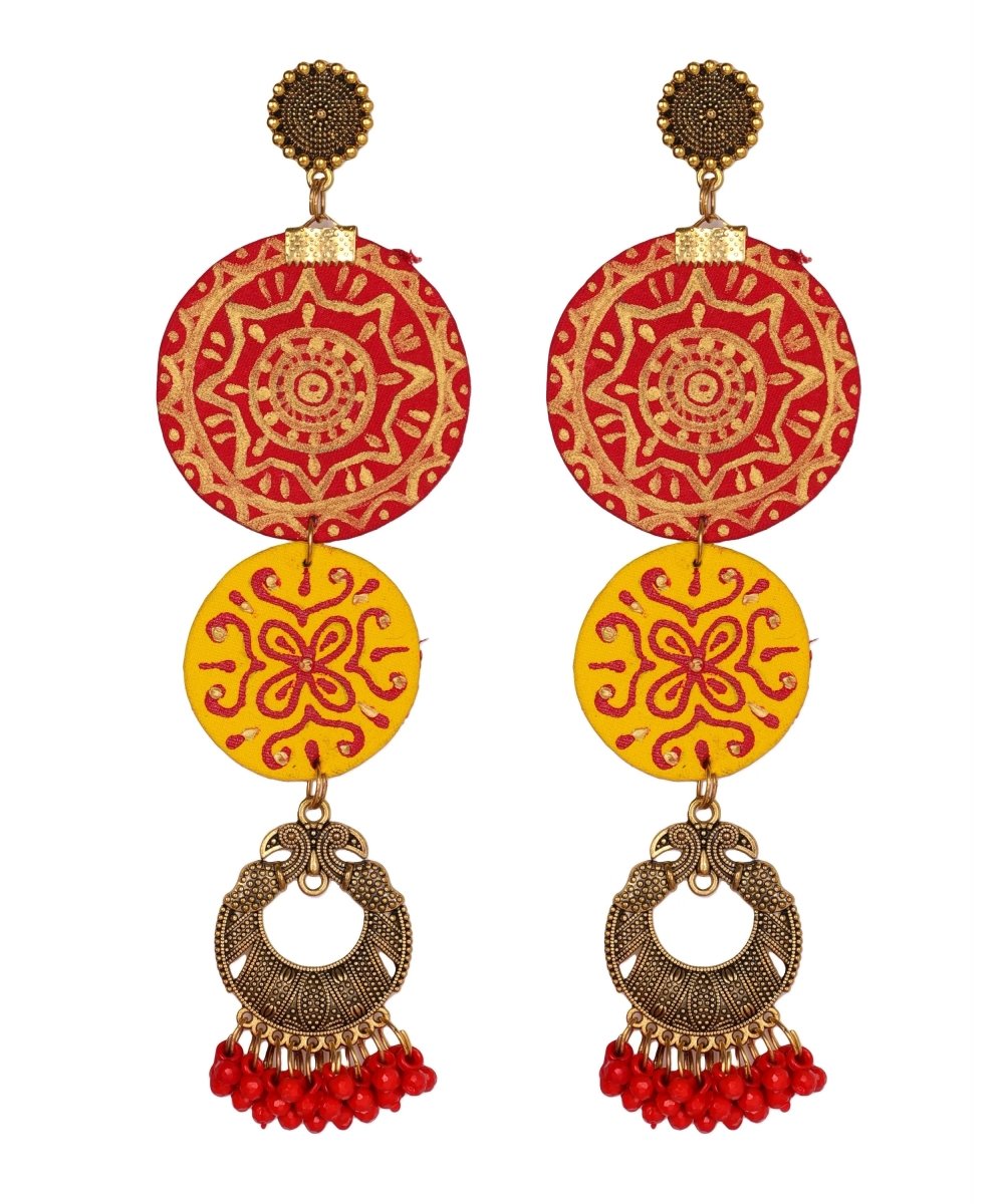 Dijul Red Hand Painted Drop (Earrings) HP - ER - 055 - KHOJ.CITY