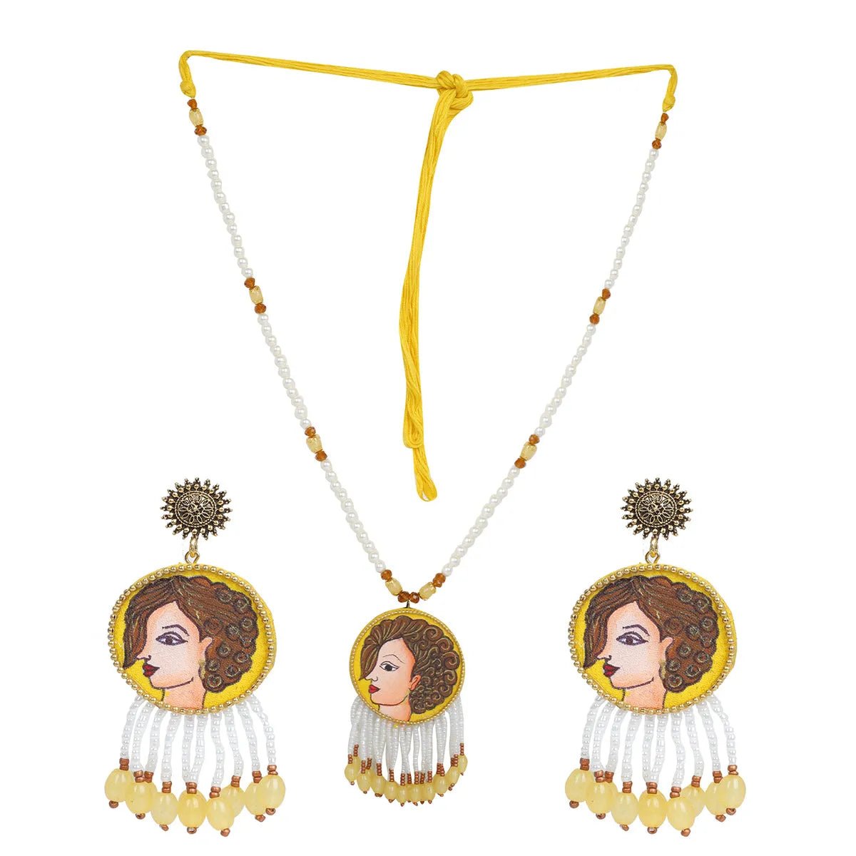 Doll Traditional Yellow Handmade (Necklace Set) HM - NP - KHOJ.CITY