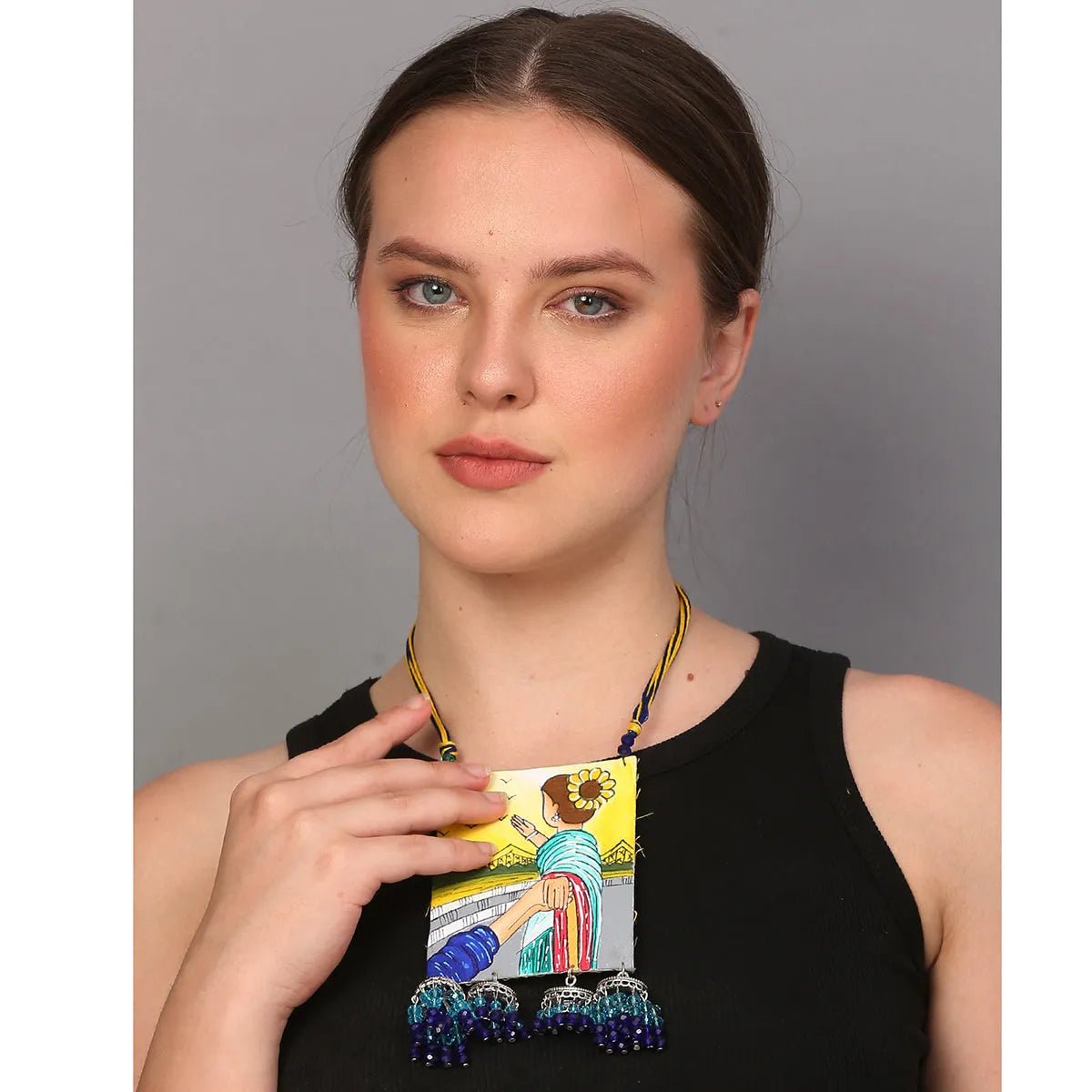 Dreaming Urban Naari Bohemian Multi Color Hand Painted (Necklace) HP - NP - 110 - KHOJ.CITY