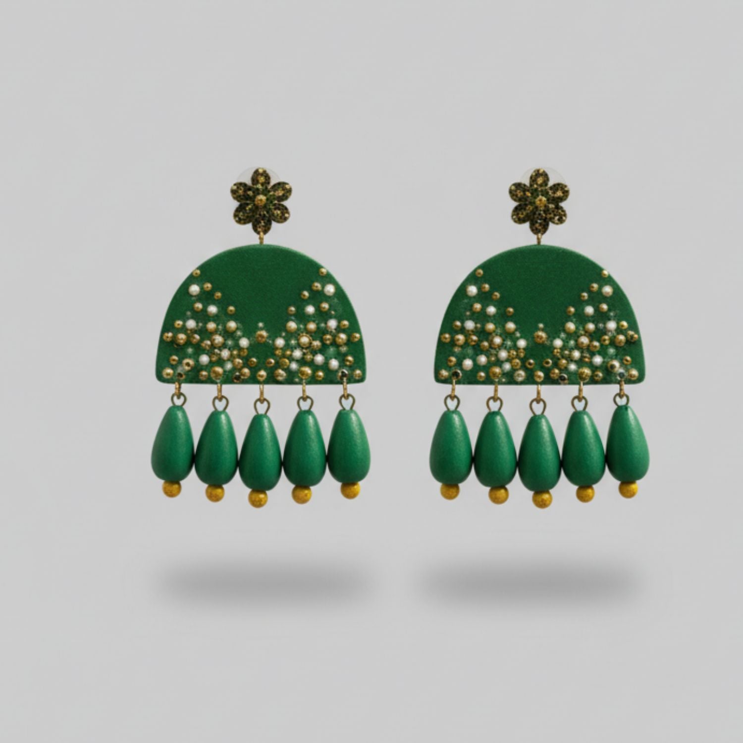 Gold Drip Multi Color Hand Painted Drop (Earrings) HP-ER