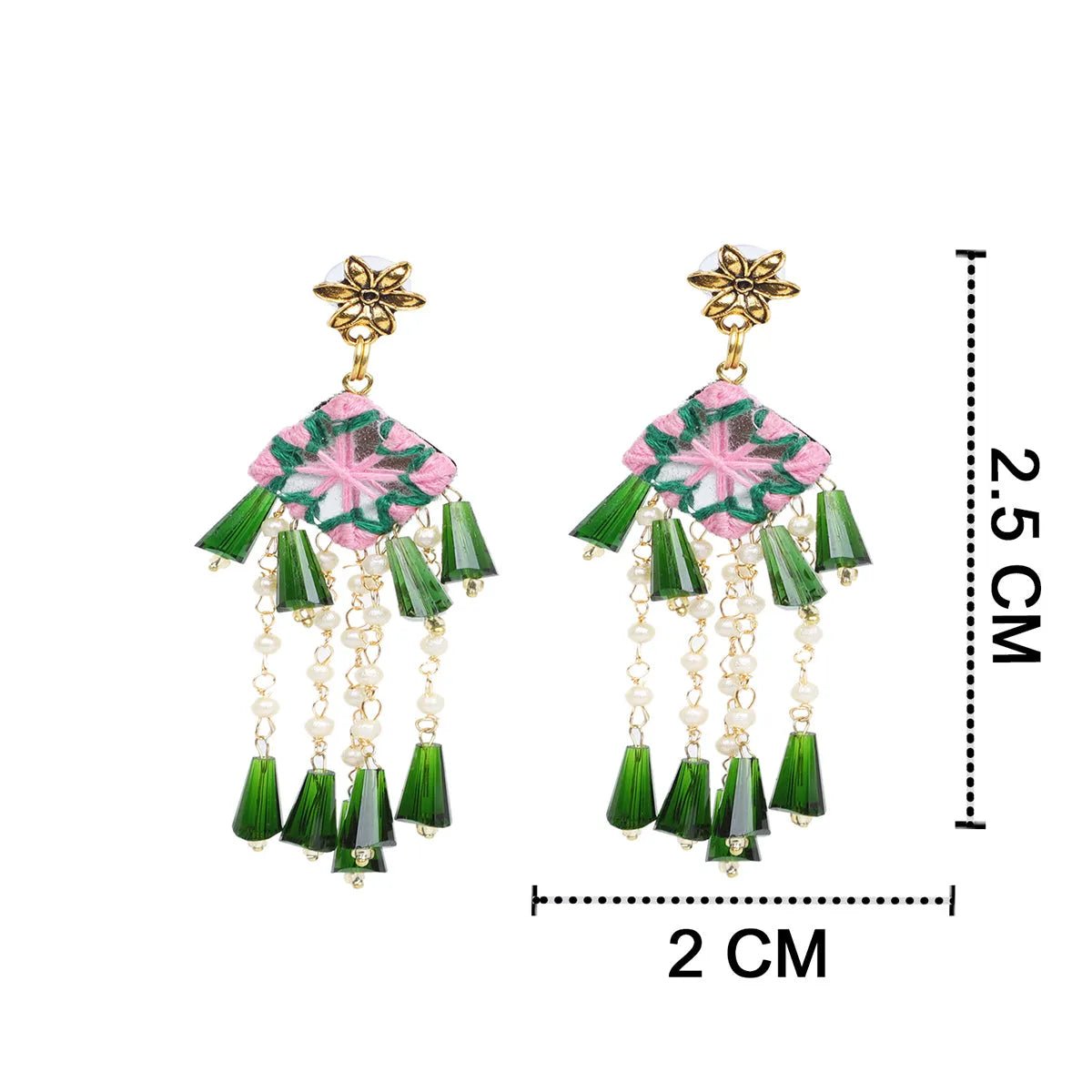 Ekaa Kalaratri Mirror Traditional Multi Color Handmade Drop (Earrings) HM - ER - 049 - KHOJ.CITY