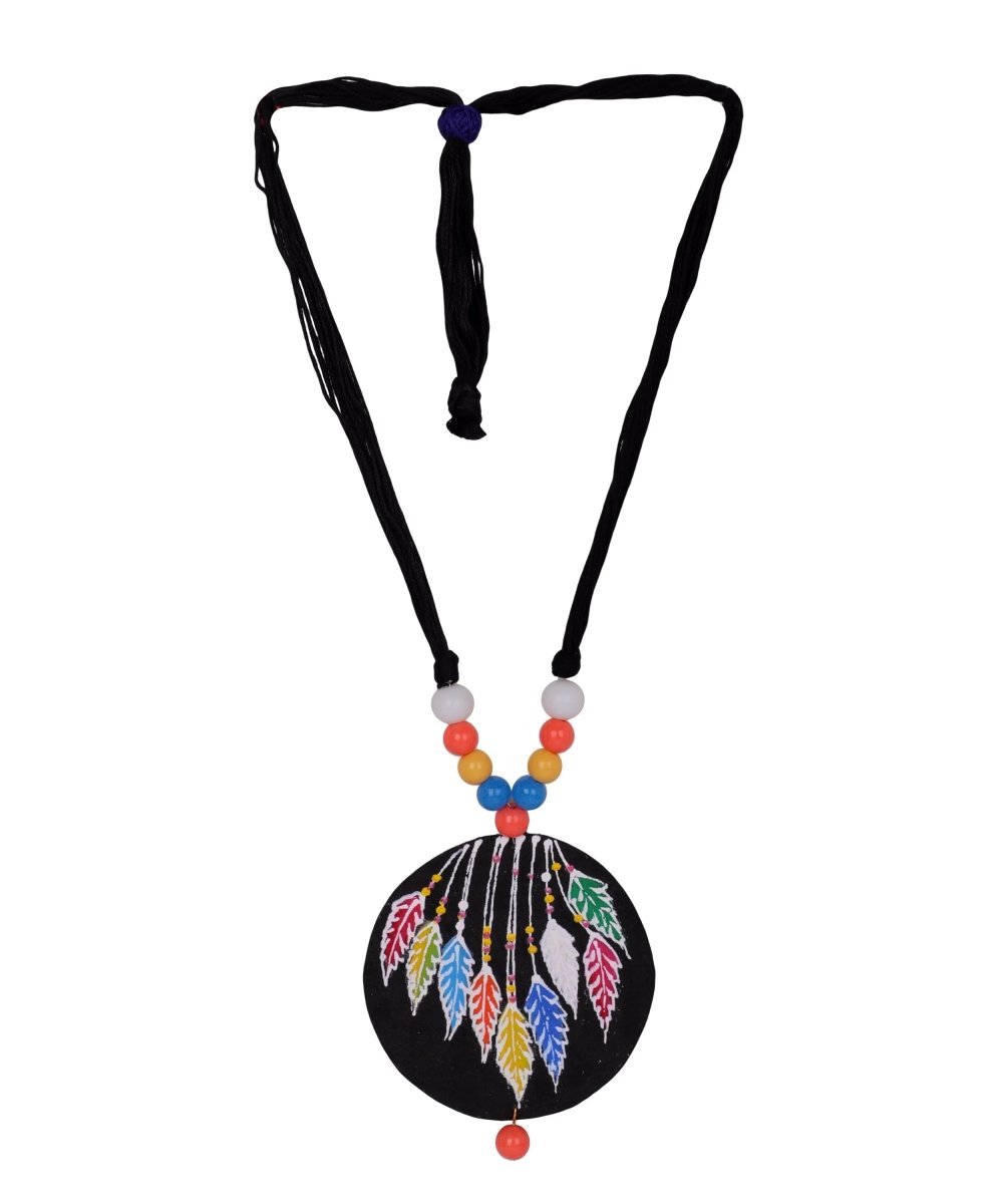 Feathered Field Bohemian Multi Color Hand Painted (Necklace Set) HP - NP - 040 - KHOJ.CITY